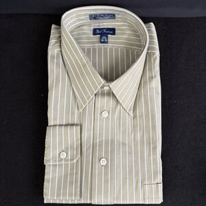 Paul Frederick Dress Shirt Mens 18.5/36 80's Two Play Pinpoint Oxford Moss Green
